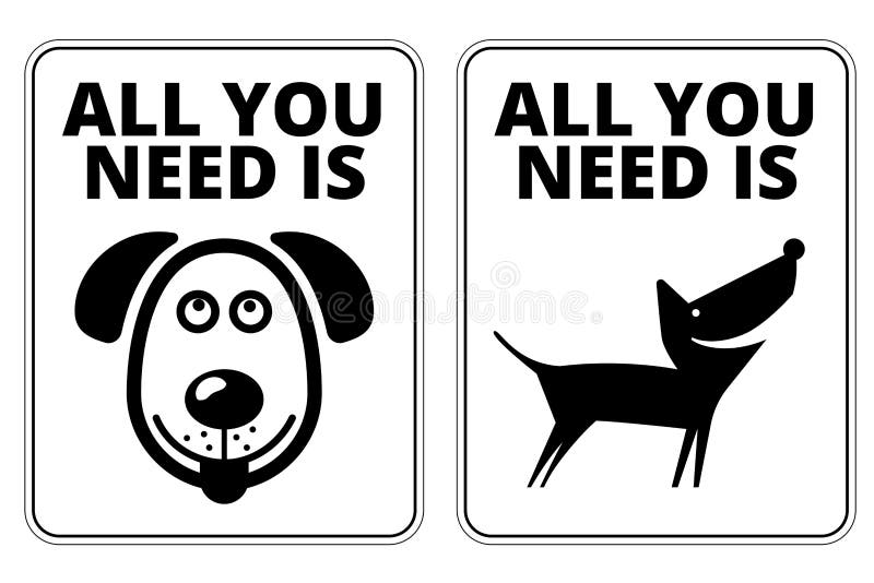 Danger. Friendly Dogs Signs Humorous Comic Labels and Plates Collection. Vector Illustration stock illustration Danger. Friendly Dogs Signs Humorous Comic Labels and Plates Collection. Vector Illustration stock illustration