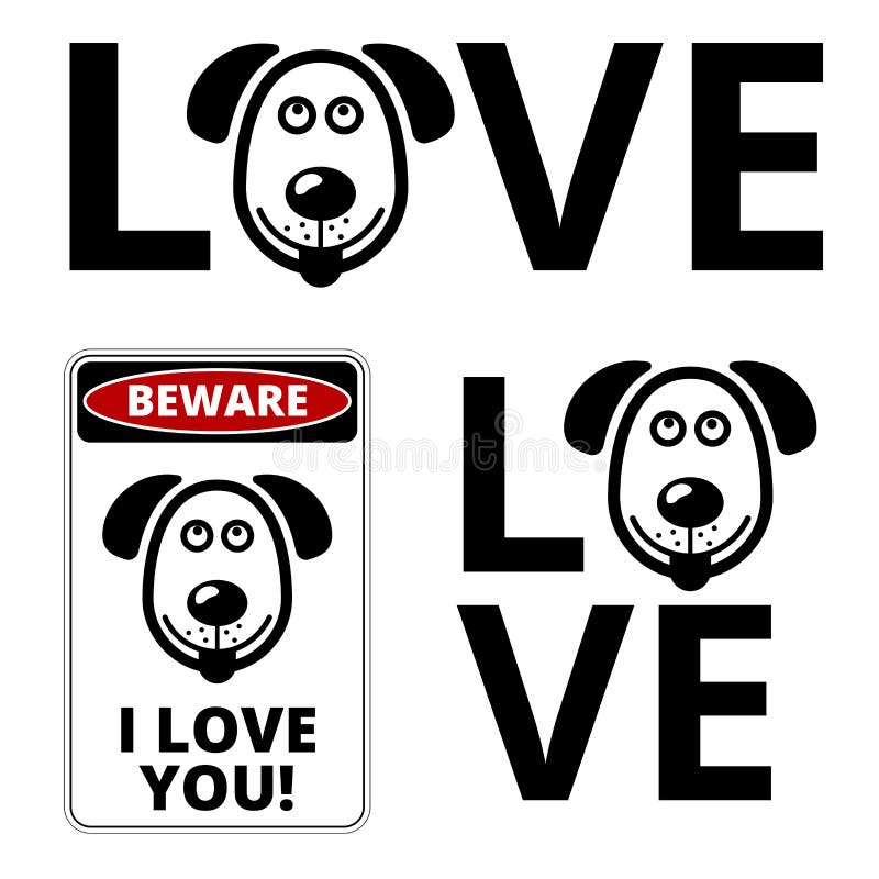 Danger. Friendly Dogs Signs Humorous Comic Labels and Plates Collection. Vector Illustration vector illustration Danger. Friendly Dogs Signs Humorous Comic Labels and Plates Collection. Vector Illustration vector illustration