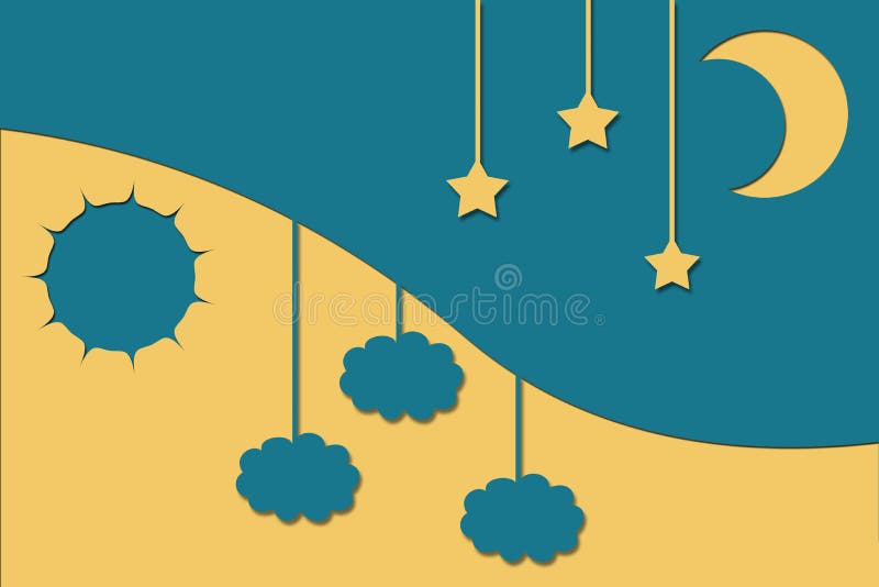 Day and night background with moon and sun vector illustration Day and night background with moon and sun vector illustration