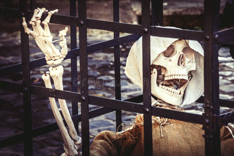 Death. Skeleton prisoner dead. stock images