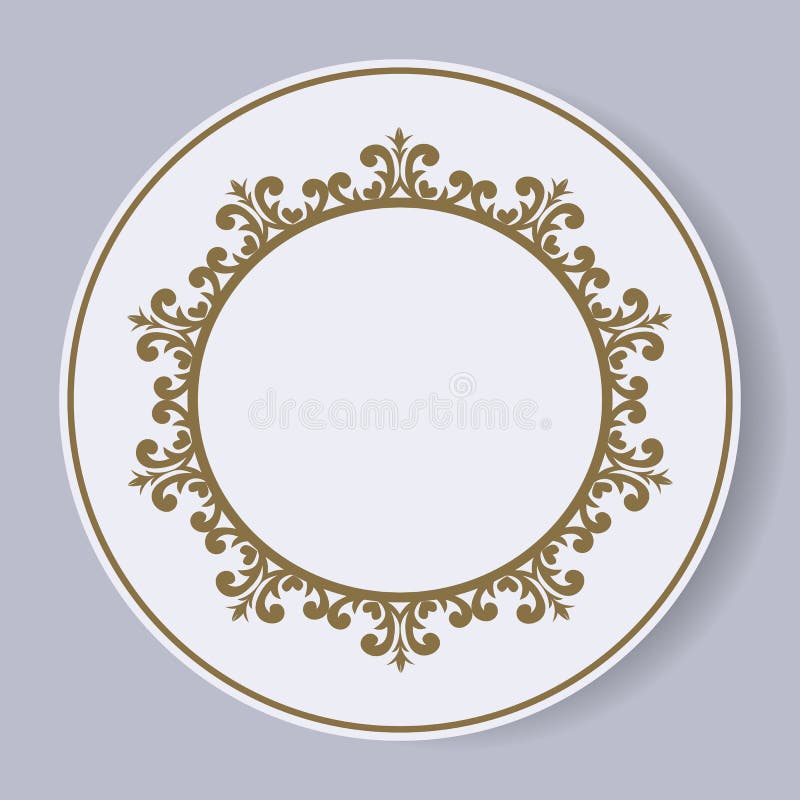 Decorative plate with a circular pattern. Blue background. Vector illustration. vector illustration