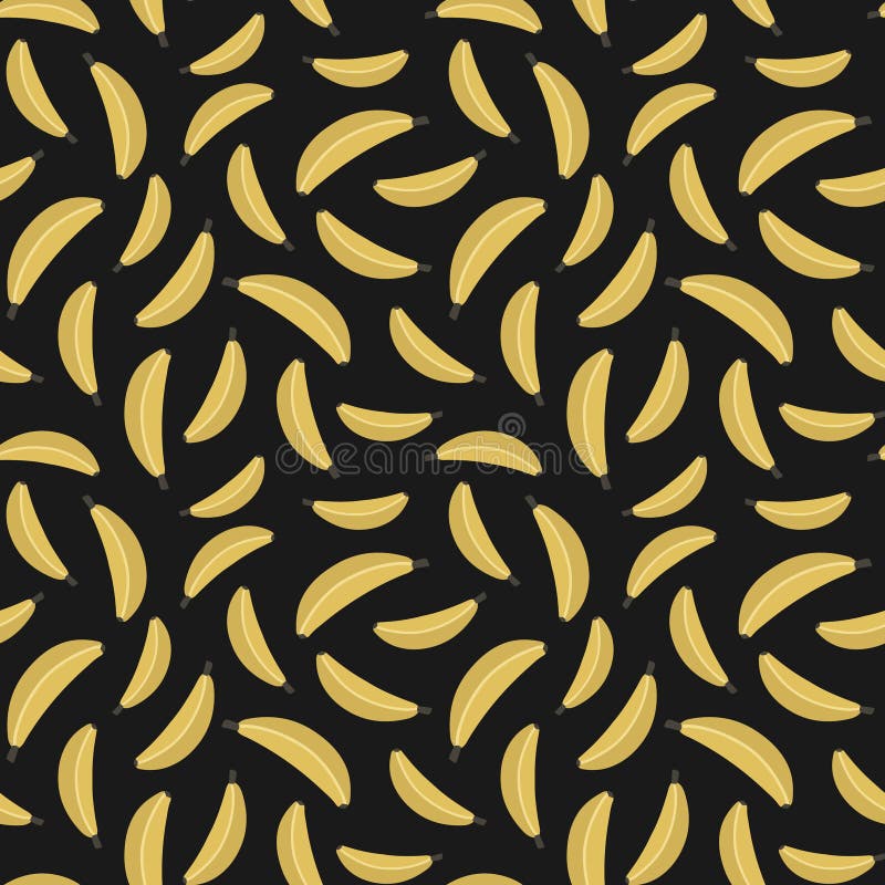 Different yellow bananas seamless pattern, vector illustration hand drawing. Art stock illustration