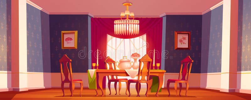 Dining room interior in classic victorian style royalty free illustration