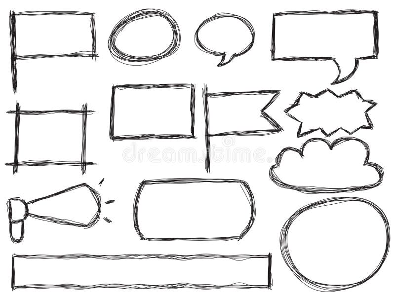 Doodle frames and speech bubbles royalty free illustration