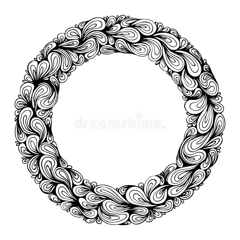 Doodle Wavy Wreath stock illustration