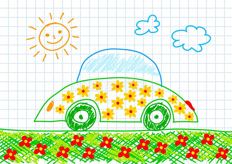 Drawing of ecological car stock illustration