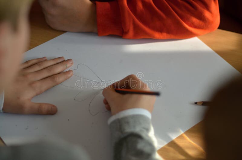 Drawing in school stock image Drawing in school stock image