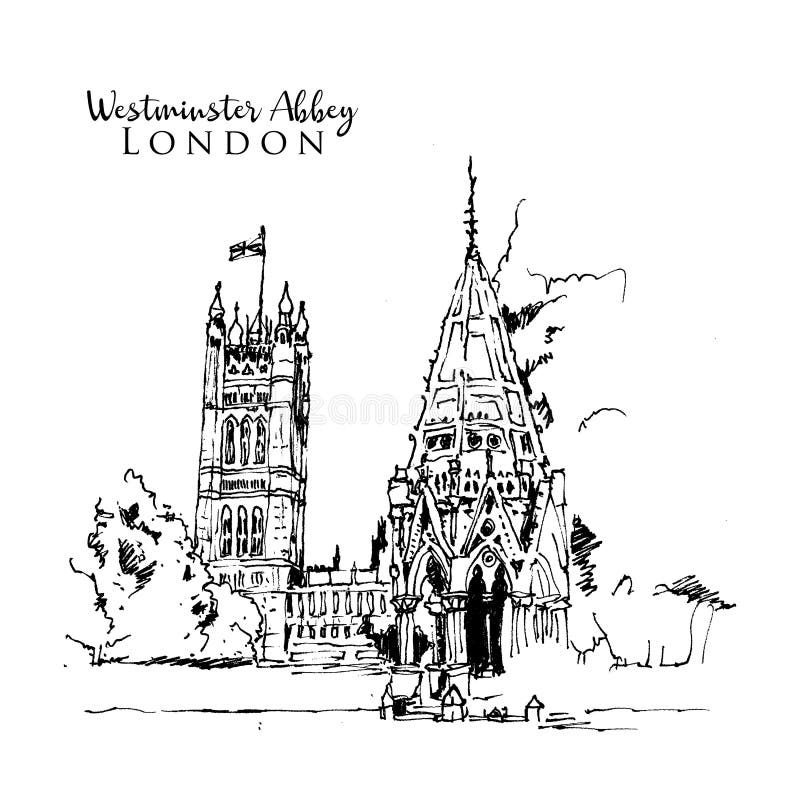 Drawing sketch illustration of Westminster Abbey royalty free illustration