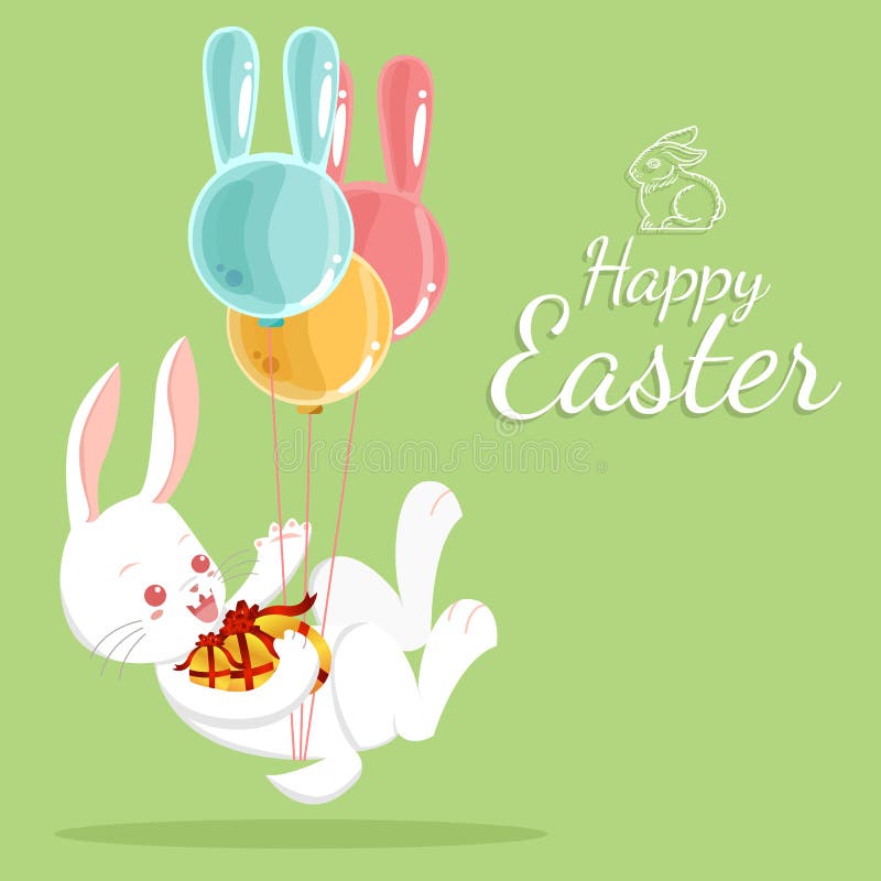 Easter bunny and balloons stock illustration