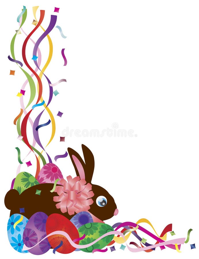 Easter Bunny and Eggs Confetti Border Illustration vector illustration