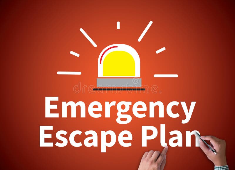 Emergency Escape Plan. Businessman work on white broad, top view stock photography Emergency Escape Plan. Businessman work on white broad, top view stock photography