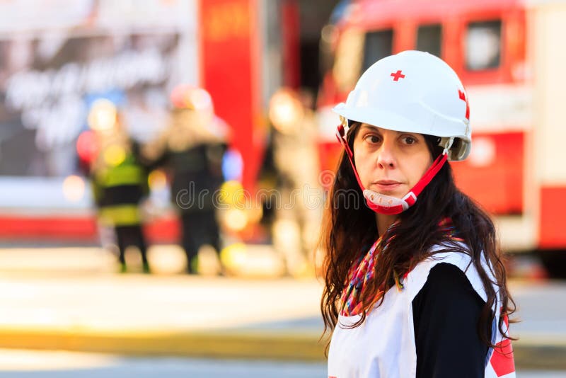 Emergency squad. An emergency squad woman on duty royalty free stock photos Emergency squad. An emergency squad woman on duty royalty free stock photos