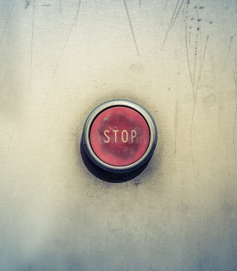 Emergency Stop Button. Retro Filtered Concept Photo Of A Red Emergency Stop Button stock photos Emergency Stop Button. Retro Filtered Concept Photo Of A Red Emergency Stop Button stock photos