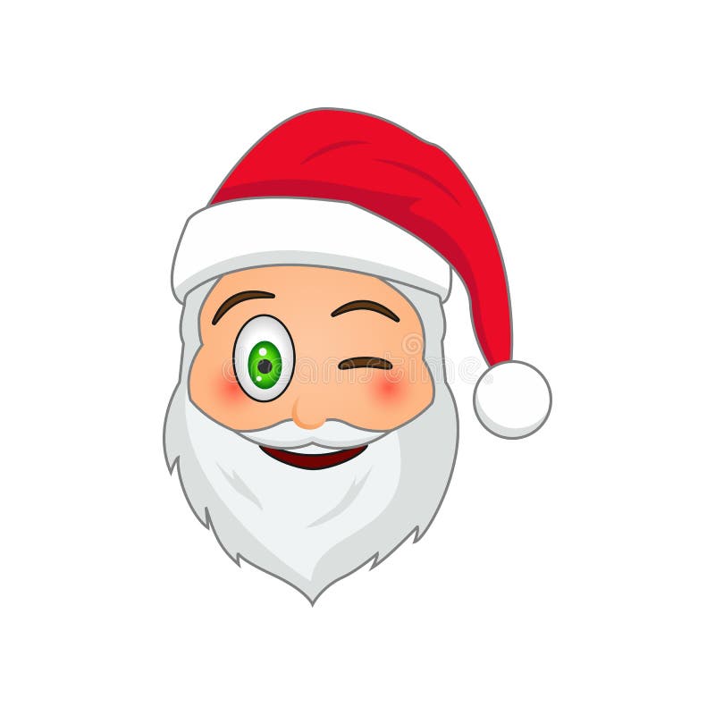 Emoji Santa Claus. Winter Holidays Emoticon. Santa Clause in wink emoji icon. On white background royalty free illustration
