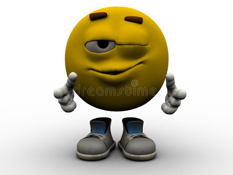 Emoticon - wink. Rendered illustration of yellow winking emoticon guy royalty free illustration