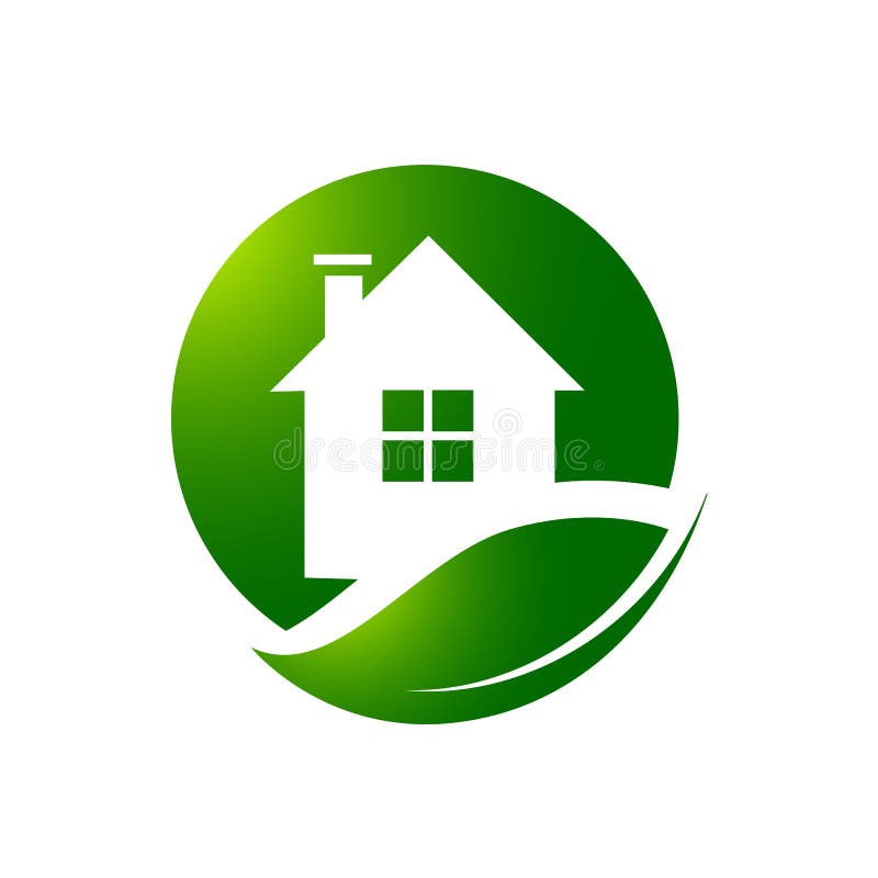 Environment Friendly home Eco Green house logo vector icon design royalty free illustration