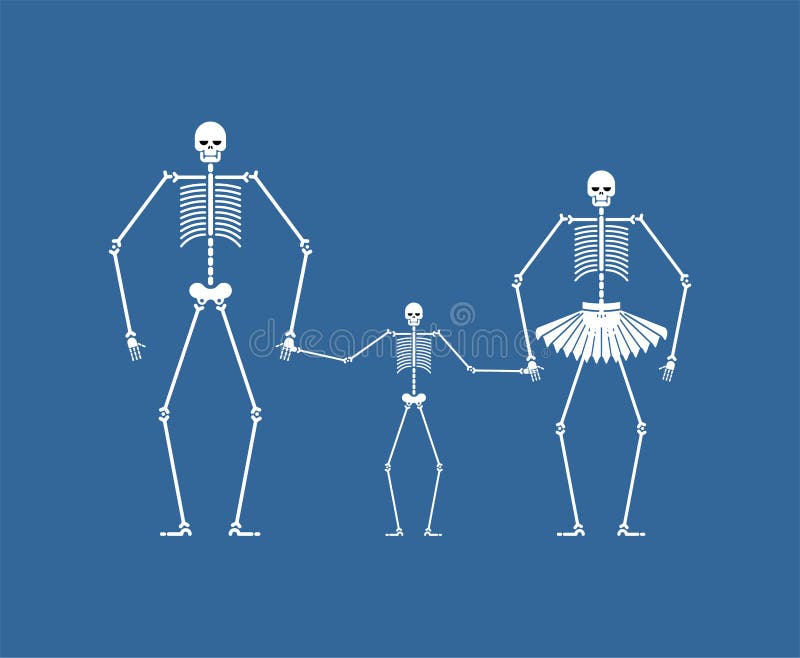 Family skeleton. Dad mom and child. Dead family. Vector illustration.  stock illustration