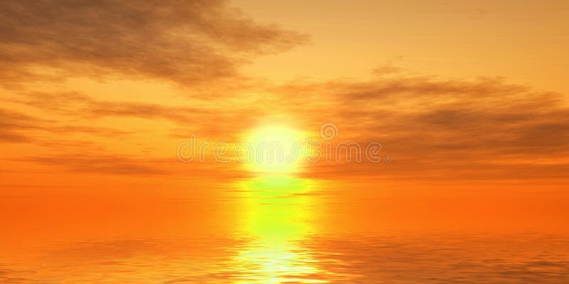 Fantastic sunset over the sea stock illustration