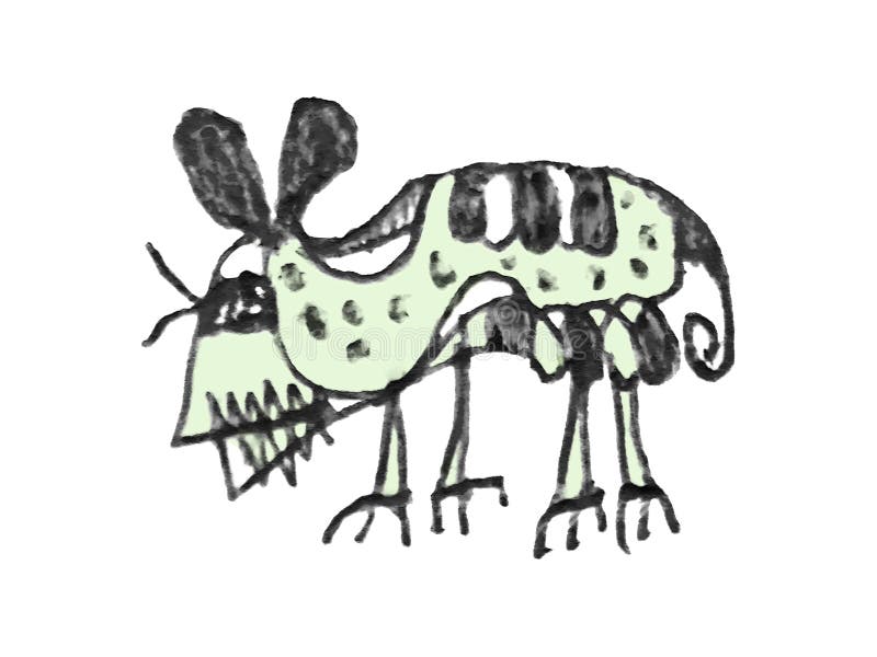 Monster Rat Pencil Drawing Illustration. Fantasy rat hand draw illustration isolated on white background stock illustration