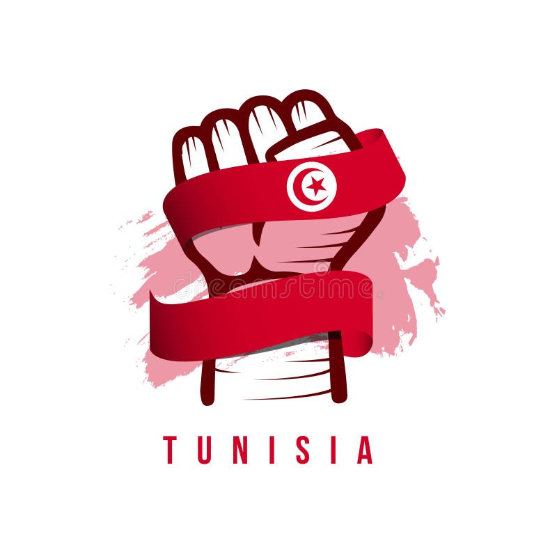 Tunisia Hand and Flag Vector Template Design Illustration royalty free illustration