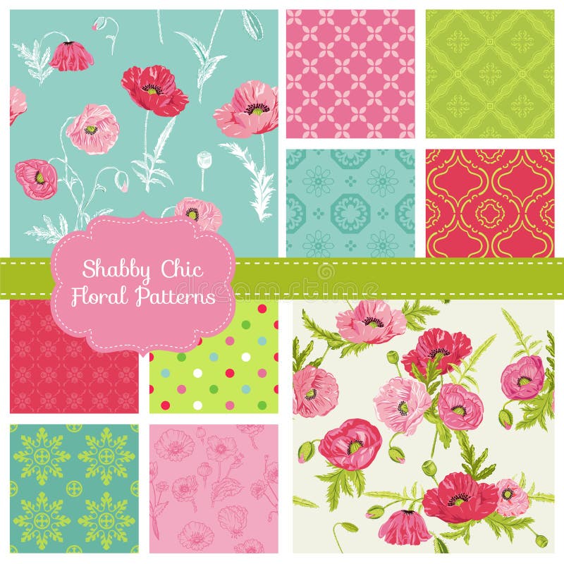 Floral Patterns - Poppy Theme. Floral Seamless Patterns - Poppy Theme - in vector royalty free illustration