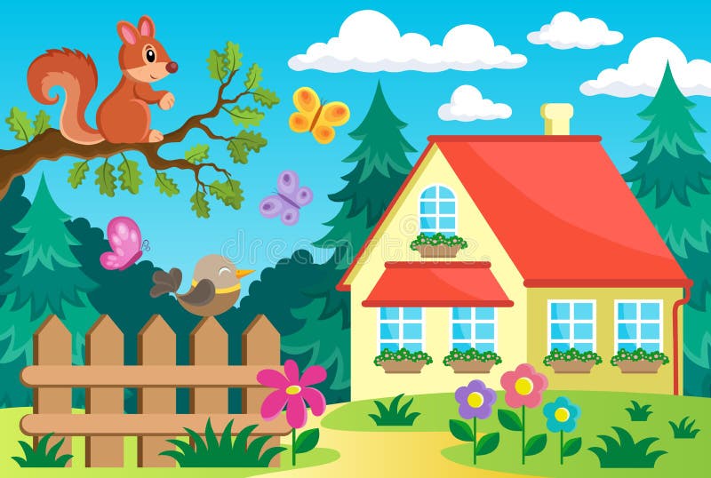 Garden and house theme background 2. Eps10 vector illustration vector illustration