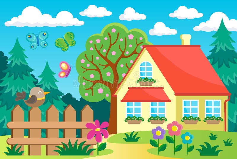Garden and house theme background 1. Eps10 vector illustration royalty free illustration