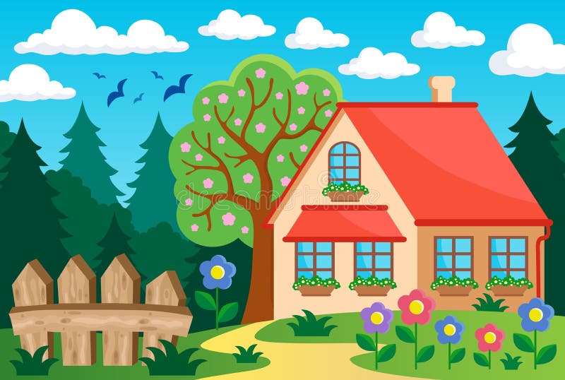 Garden and house theme background 3. Eps10 vector illustration royalty free illustration