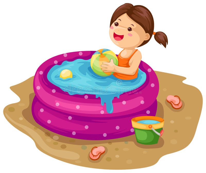 Girl in inflatable pool stock illustration Girl in inflatable pool stock illustration