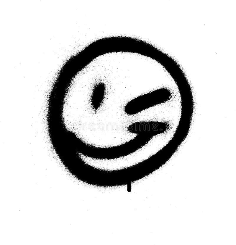 Graffiti emoticon wink face sprayed in black on white. Graffiti emoticon wink face sprayed in black over white royalty free illustration