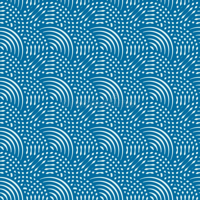 Graphic simple ornamental tile, vector repeated pattern made using overlay circles. Vintage art abstract seamless texture can be stock illustration