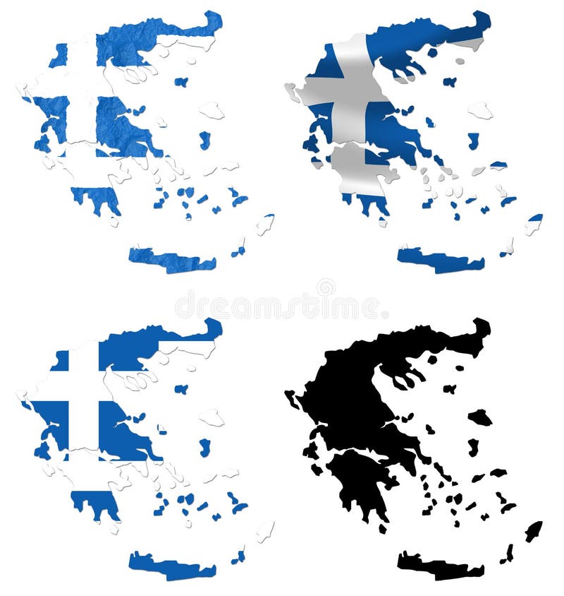 Greece flag over map collage stock illustration
