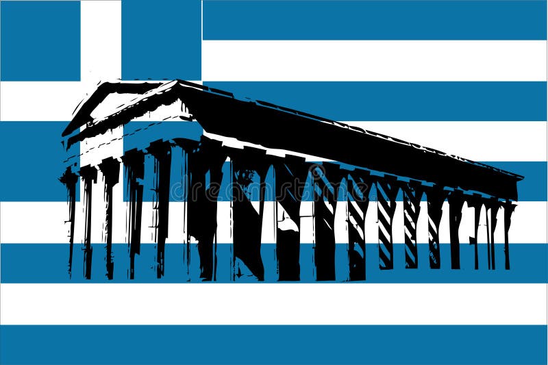 Greece flag with Parthenon royalty free illustration
