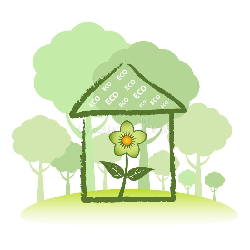 Green Eco Home vector illustration
