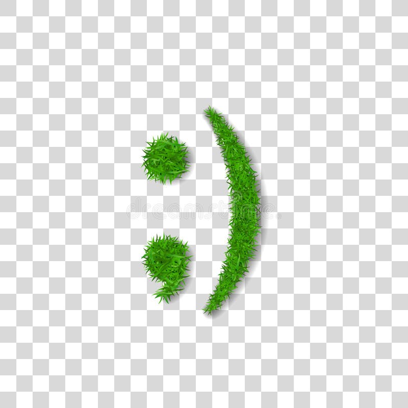 Green grass wink smile 3D. Smiley grassy emoticon icon Isolated white transparent background. Happy smiling sign. Symbol. Ecology, eco lawn, safe nature, happy royalty free illustration