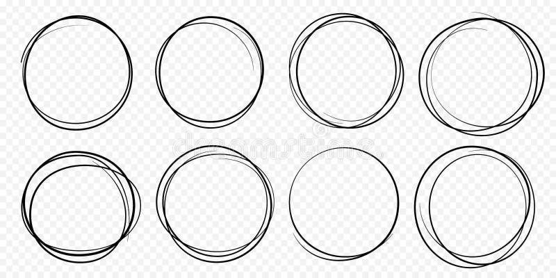 Hand drawn circle line sketch set vector circular scribble doodle round circles royalty free illustration Hand drawn circle line sketch set vector circular scribble doodle round circles royalty free illustration