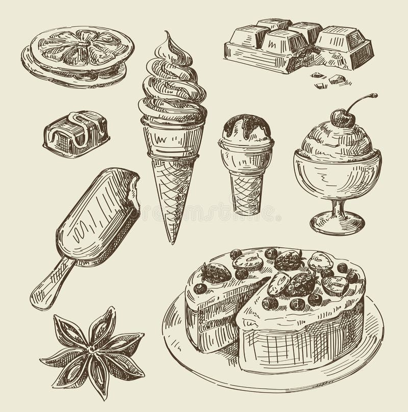 Hand drawn food sketch stock illustration