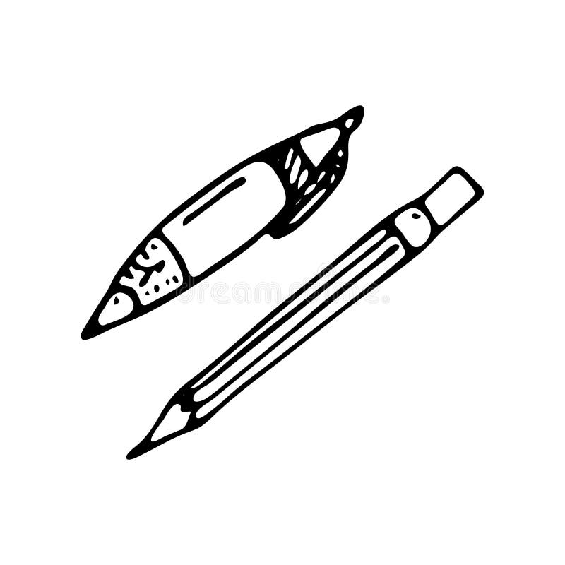 Hand drawn pen and pencil doodle icon. Hand drawn black sketch. royalty free illustration