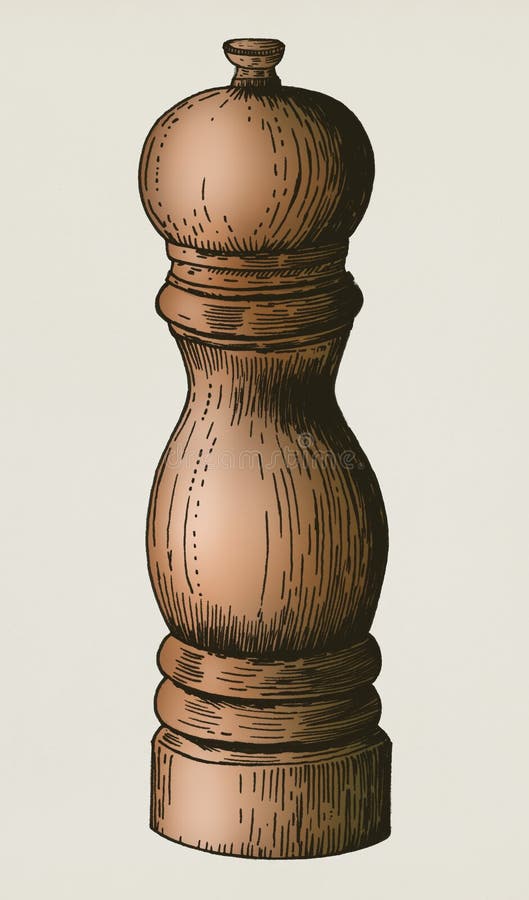 Hand drawn pepper mill isolated vector illustration