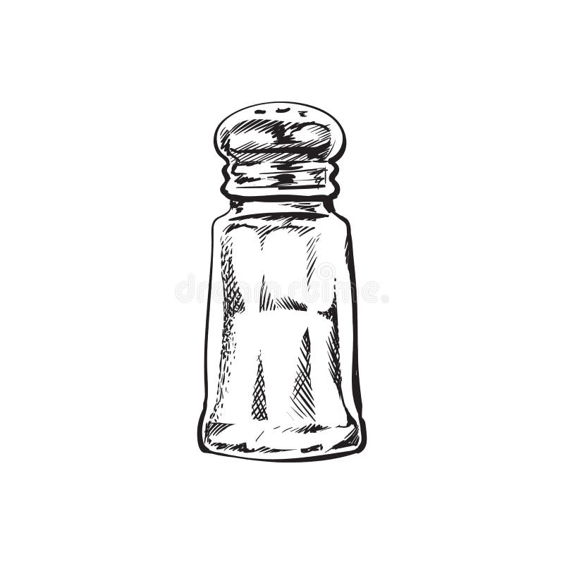 Hand drawn salt mill, shaker, grinder, vector illustration stock illustration