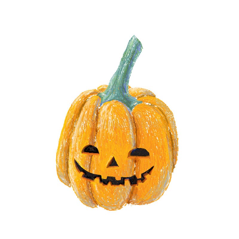 Hand drawn smiling pumpkin isolated on white background. Pencil drawing. Scary Halloween collection. royalty free illustration