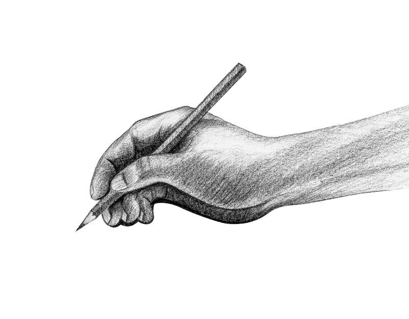 Hand with pencil write drawing royalty free illustration