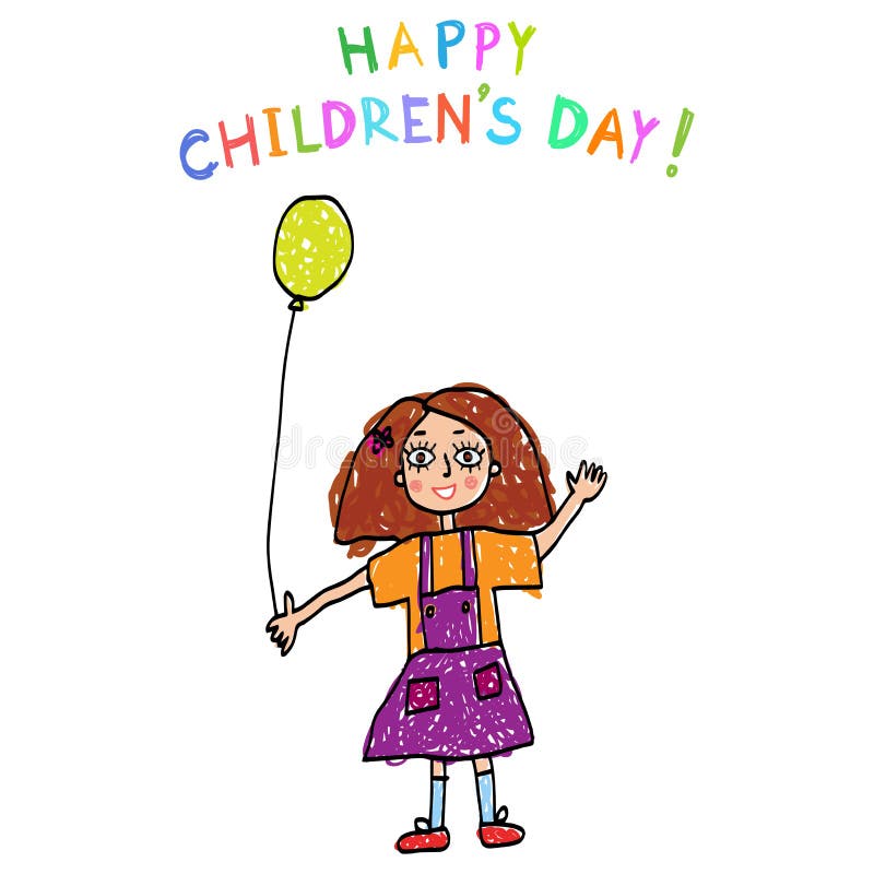 Happy Childrens day! Kids Drawing stock illustration