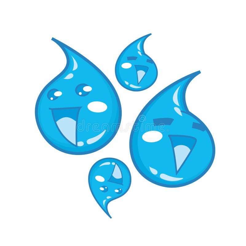 Happy Drops of Water - Cartoon Characters Mascots stock illustration