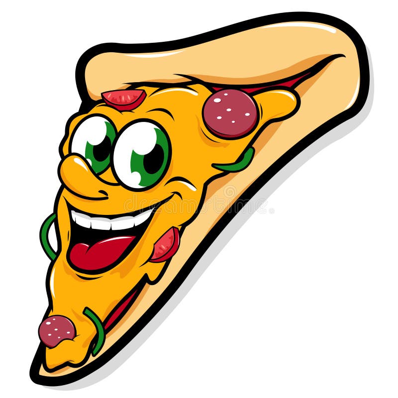 Happy pizza slice character vector illustration