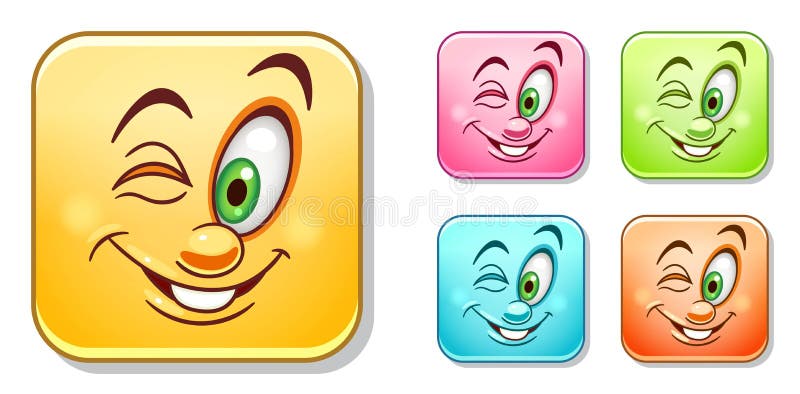 Happy wink Emoticons Collection stock illustration