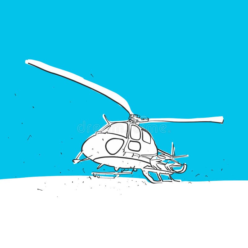Helicopter sketch, Low perspective, Blue Series royalty free illustration