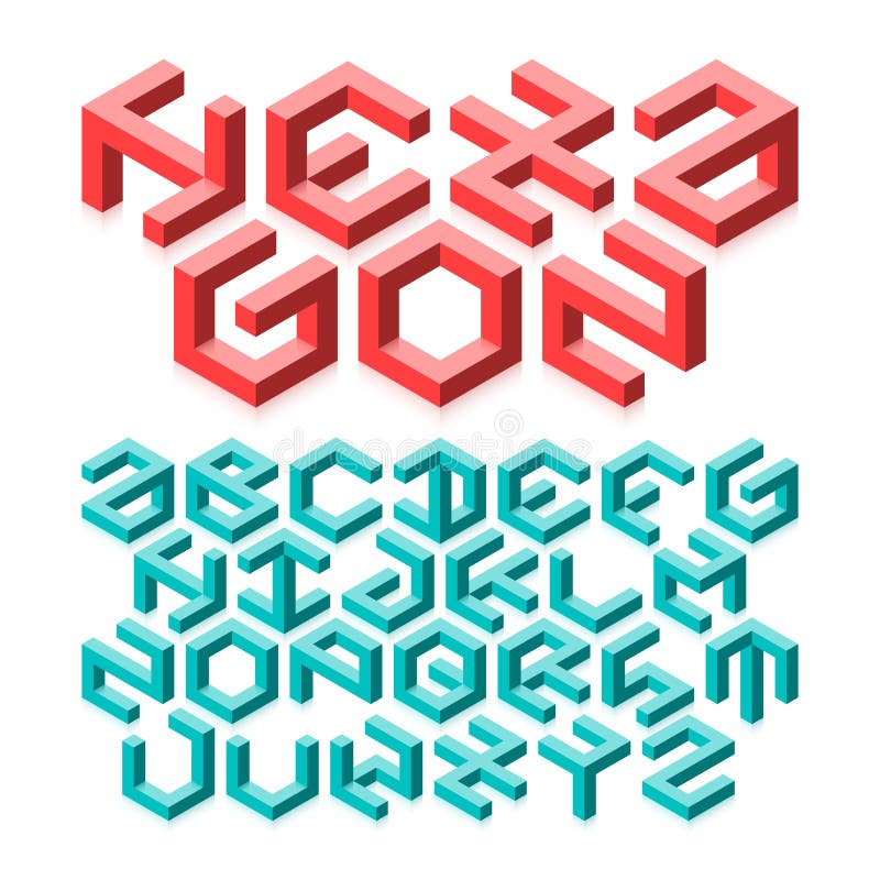 Hexagon alphabet stock illustration