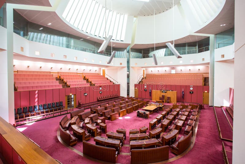 The House of the Senate. CANBERRA, AUSTRALIA - MAR 25, 2016: Interior view of the Australian Senate in Parliament House, Canberra, Australia royalty free stock photos The House of the Senate. CANBERRA, AUSTRALIA - MAR 25, 2016: Interior view of the Australian Senate in Parliament House, Canberra, Australia royalty free stock photos