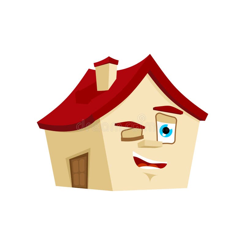 House winks isolated. happy Home Cartoon Style. Good Building Vector royalty free illustration